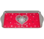Les Trésors De Lily [A1091] - Bandeja para tartas de melamina 'Chalet' rojo topo (copo de nieve de amor) - 30. 5x15cm rojo