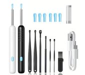 Herramienta para eliminar la cera de los oídos, cámara HD de 8 megapíxeles y 6 luces LED, limpiador de oídos con endoscopio y cámara, kit de limpieza de oídos para adultos y niños. blanco