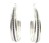 Les Trésors De Lily [L6081] - Pendientes de aro 'Scarlett' plateados y negros Ø 50 mm negro