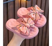 Sandalias para niñas, antideslizantes, con parte inferior suave, con lazo, princesa, para interiores, grandes y medianos, zapatillas de playa para bebés 33 color rosa