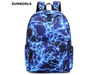 Mochila SUNBORLS para mujer, mochila de viaje estampada, bolsa con relámpago de estrella, bolsa para deportes de ocio para estudiantes, bolsa al aire libre para mujer azul