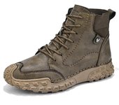 Botas de tobillo de calcetín suave y cómodo de cuero con patrón hecho a mano para hombre Botas de hombre de otoño invierno 38 gris
