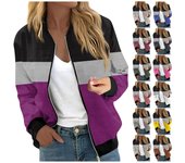Chaquetas para mujer de manga larga, ligeras, con cremallera, recortadas, con estampado de moda, prendas de vestir exteriores, chaquetas acolchadas informales con bolsillos L