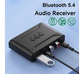 Receptor de audio Bluetooth 5.4 de 3,5 mm con entrada AUX, RCA, USB, disco U, adaptador de audio estéreo inalámbrico con micrófono para coche, amplificador y altavoz con cable. With RCA Cable
