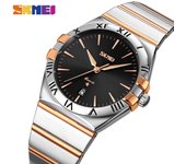 Relojes SKMEI de cuarzo de acero inoxidable de lujo para hombre, relojes de pulsera resistentes al agua con fecha y hora, reloj masculino a la moda