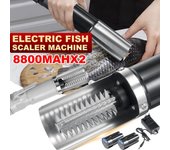 Limpiador eléctrico de pescado recargable 8800MA para escaladores de pescado, removedor de pescado limpio portátil, raspador descalcificador, herramientas para mariscos gris
