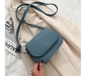 Yogodlns bolso de hombro de moda para mujer, bolso cruzado de cuero PU, bolso de mano con solapa de Color sólido Simple 19*7*15cm azul