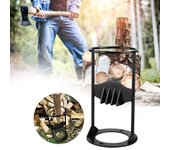Divisor de madera de metal, divisor de troncos de alta resistencia, divisor de leña manual, cuña para acampar al aire libre, herramienta portátil para dividir leña negro