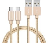 Cable USB-C pour Xiaomi Mi NOTE 10 - Mi NOTE 10 LITE - Cable chargeur Type USB-C Nylon Tressé Or 1 Mètre [LOT 2] Phonillico®
