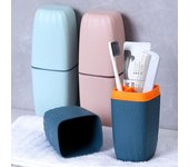 Estuche portátil para cepillos de dientes y pasta de dientes, caja para tazas, organizador para brochas de afeitar, accesorios de baño para viajes al aire libre y camping. color rosa