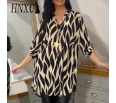 HNXC Blusas y camisas de manga larga con cuello tipo POLO para mujer, informales, a la moda, otoño e invierno, Color sólido S
