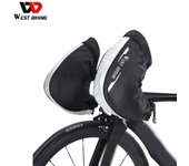 Mitones térmicos a prueba de viento para manillar de bicicleta, cubierta cálida para manillar de bicicleta eléctrica, reflectante negro