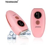 TEWIRROW Depilación IPL con sistema de enfriamiento envolvente de 360° Depiladora permanente Sin dolor Uso doméstico 999999 Flashes para cara Brazo Axila Pierna Contorno de bikini EU Plug color rosa