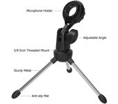 Soporte plegable para trípode de micrófono de escritorio, micrófono portátil de montaje roscado de 5/8 pulgadas negro