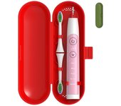 Caja de seguridad para viajes al aire libre, cepillo de dientes, soporte para cepillo de dientes eléctrico portátil 21.5x8x4.5cm rojo