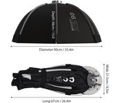 Softbox para fotografía octagonal TRIOPO K3 de 90 cm/35,4 pulgadas, instalación rápida con Bowens desmontables K3-55