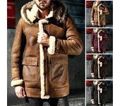 Abrigo de piel sintética para hombre, chaqueta gruesa de piel sintética, todo en uno, para invierno S