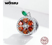 WOSTU-abalorio redondo de pomelo rojo, Plata de Ley 925 auténtica, compatible con Pulsera Original, collar, cuentas