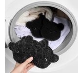 Removedor de pelo para mascotas 2 en 1, bola para lavandería con forma de oso, recogedor de pelusas, ropa reutilizable, sofá, esponja de Limpieza del cabello para perros y gatos negro