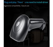 Escáner de código de barras USB 1D 2D QR Lector de código de barras con cable de mano con soporte Código de pantalla de soporte negro