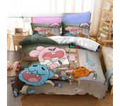 Juego de ropa de cama con estampado 3D de Anime Amazing World Gumball, funda de edredón Darwin Anais, tamaño King, Queen, tamaño doble para dormitorio, textiles para el hogar EU single(135x200cm)