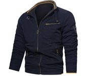 Chaquetas informales con cuello levantado para hombre, tops de moda de color sólido para hombre, otoño e invierno XL negro