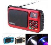 Radio portátil con tarjeta TF, USB, FM, altavoz para personas mayores con pantalla LCD, subwoofer, reproductor de música MP3, linterna, compatible con PC. azul