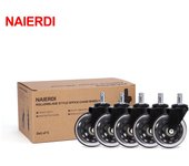 NAIERDI, 5 uds., ruedas para silla de oficina, ruedas giratorias de goma de 3 pulgadas, ruedas suaves y seguras, herrajes para muebles 11mm