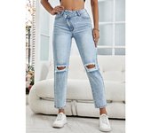 Pantalones vaqueros rotos de moda para mujer XS azul claro