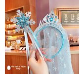 Conjunto de accesorios para el cabello de princesa de hielo y nieve: Varita mágica, velo largo, diadema y joya de regalo para niñas.