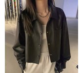 Chaquetas de motociclista de moda para mujer, de cuero de motocicleta, de color sólido, de imitación de PU, holgadas, negras, para otoño S negro