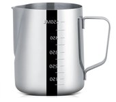 Jarra de acero inoxidable para espumar leche, 600 ml, para café expreso, con medidor