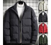Abrigo de invierno para hombre, chaqueta acolchada cálida con cremallera completa, bolsillos con cuello levantado, abrigo de algodón grueso, abrigo de trabajo informal cálido, ropa de abrigo 2XL verde