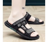 Zapatos informales para hombre, sandalias para hombre, nuevos zapatos, sandalias antideslizantes de cuero Pu, zapatillas para hombre, zapatos de playa para caballero, paseo de ocio al aire libre 38 negro
