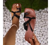 Sandalias de mujer, novedad de verano, versión coreana, chanclas con Clip dedos, moda para actividades al aire libre, Sandalias planas informales antideslizantes, zapatillas de playa para mujer 36 negro