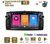 Radio de coche con reproductor multimedia para Toyota Corolla E120 2000-2006 BYD F3 2 Din Android Carplay GPS Autoradio 1+32 GB negro