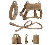 Conjunto de arnés y correa militar para perros grandes, chaleco de entrenamiento para mascotas, arneses tácticos para perros de pastor alemán K9 para perros de todos los tamaños XL