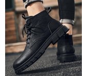 Botas de plataforma Martin para hombre, nuevas botas altas de estilo británico, botas de caña media de cuero con herramientas que realzan la altura, venta de zapatos de cuero para hombre 39 negro