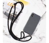 Funda transparente a prueba de golpes para teléfono, con cordón para collar cruzado y cuerda para iPhone 16 Pro Max 15 14 Pro 7 8 X XR 13 12 11 Pro MAX iPhone 11 Pro Max rojo vino