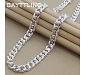Collar de cadena cubana de plata 925 de 10MM 20/22/24 pulgadas para mujeres y hombres, joyería de moda, regalos de cumpleaños para fiestas 60cm