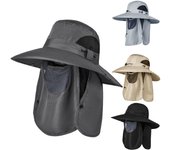 Sombreros de verano para exteriores para hombres y mujeres, con cola de caballo, malla transpirable, protector solar, sombrero de pescador con ala, sombrero para el sol para montañismo One Size beige