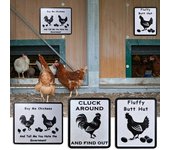 Letrero de gallina de granja con texto  Cluck Around And Find , gallo cantando, arte de pared, letrero de escritorio para gallinero, decoración de casa, granja y jardín. D