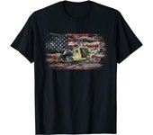 Camiseta unisex con bandera estadounidense de veteranos en helicóptero S