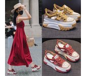 Zapatillas de deporte retro ligeras de cuero para mujer con plataforma oculta - Sandalias de suela gruesa verano 2024 Size 40