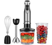 BioloMix BHB1200 Batidora Batidora de Mano 4 en 1 1200W, Control de 6 Velocidades, Cuchilla de Acero Inoxidable, Tazón para Picar de 500ml BHB1200 negro