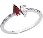 Anillo de plata 'Scarlett' rojo blanco (rodio) 52