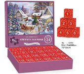 Caja sorpresa con rompecabezas navideño de 24 cuadrículas: Juguete de cuenta regresiva de 1008 piezas para adultos y niños Q5063