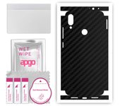 apgo Protective Skin Sticker for the back+sides compatible with Xiaomi Redmi Note 7, Full Wrap Film, Foil, Vinyl - Pattern Carbon Black