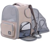 Portador de gatos al aire libre, portátil, transpirable, bolsa para mascotas, mochila de hombro, bolsa de mano para mascotas, mascota expandible albaricoque