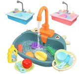 Fregadero de cocina para niños, juguetes de simulación, lavavajillas eléctrico, Mini cocina, comida, juguete para jugar a las casitas, juego de rol para niños, juguetes para niñas rosa bebé